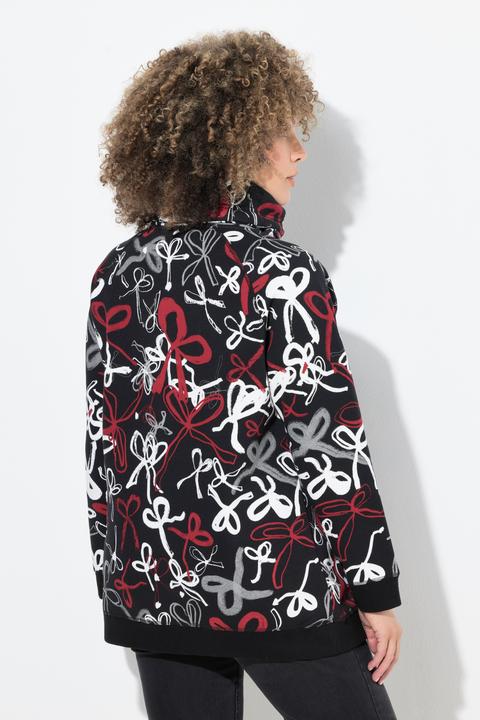 Produktbild Ulla Popken Sweatshirt, Scribble-Muster, Stehkragen, Langarm (62)