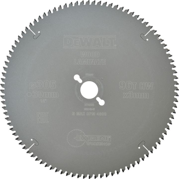 Produktbild DeWalt Stationärkreissägeblatt / Kreissägeblatt Extreme (305/30mm 96TFZ, extra feines Finish (Furnie