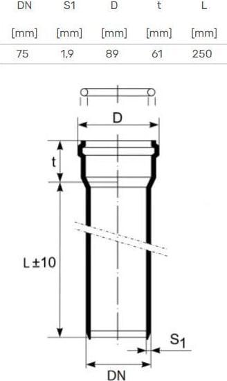Image du produit Magnaplast PIPE INTERNE D75 0.25M PP
