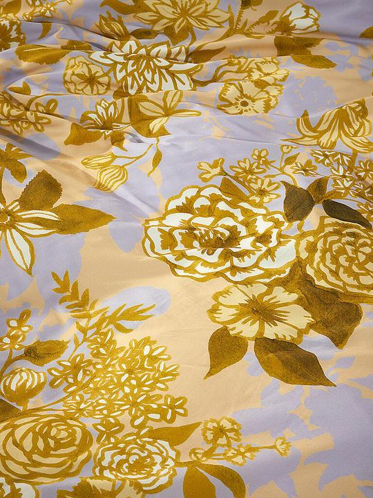 Actual product image Essenza Satin Bed Linen FLORE 70x90cm/140x200cm Yellow Straw (Bedding set, 140 x 200 cm)