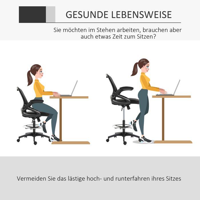 Produktbild Swisshandel24 Bürostuhl, ergonomisch mit verstellbarem Fussring bis 120 kg belastbar Mesh Schwarz 106-126 cm