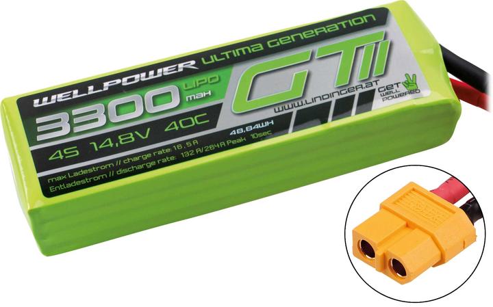 Actual product image Wellpower LIPO AKKU ULTIMA GT II 3300 MAH / 14,8 Volt 4S 40/80C CH5/8 XT-60 (14.80 V, 3300 mAh)