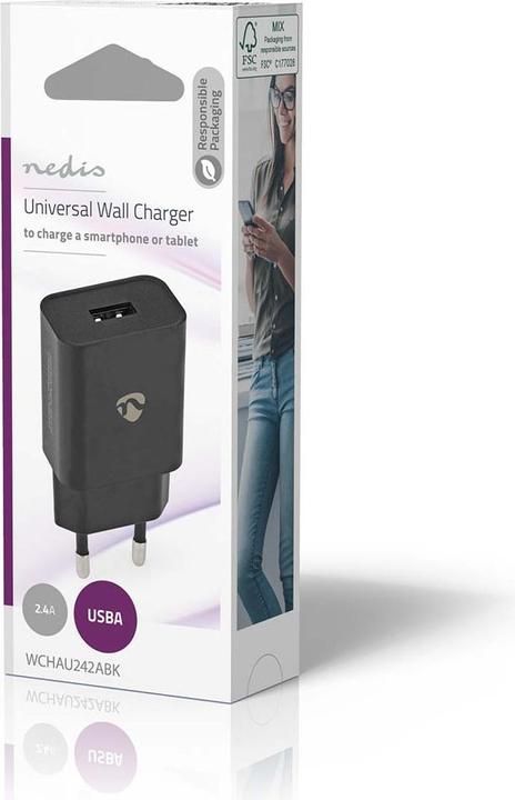 Produktbild Nedis Netzladegerät 12 W 1x 2.4 A A - Anzahl der Ausgänge: 1x USB-A, Kein Kabel im Lieferumfang enth (12 W, 1 Port)