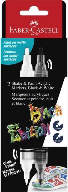 Produktbild Faber-Castell - Black Edition Shake & Paint Acrylic Markers Set of 2 (Black and White) (285503) (2x)
