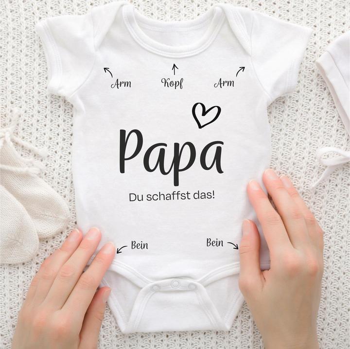 Trendcompany Babybody Papa du schaffst das, 62/68, Weiss (62, 68)