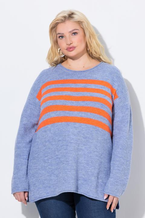 Immagine prodotto Ulla Popken maglione, righe, girocollo, manica lunga, bordi arrotolati (50, 52)