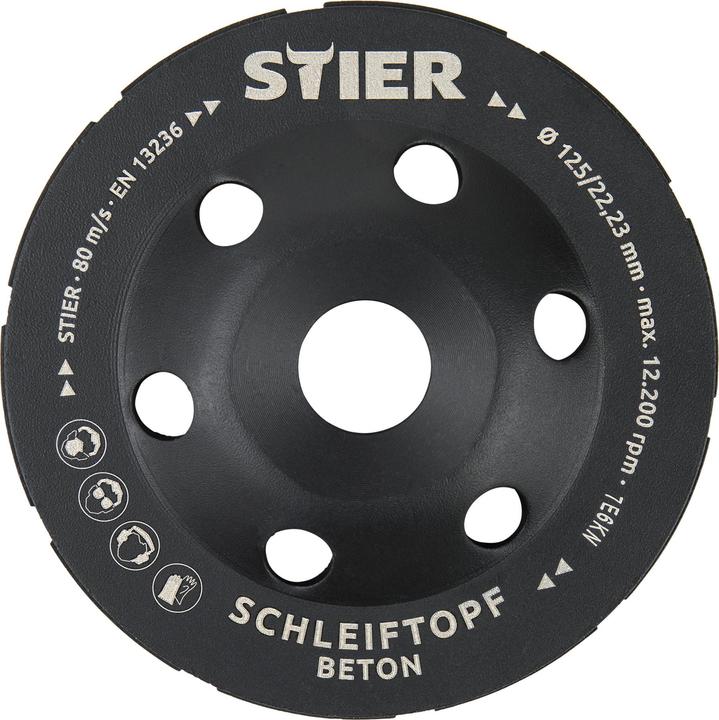 Actual product image Stier Diamond cup wheel double Ø125mm bore 22.23 mm concrete, diamond grinding disc