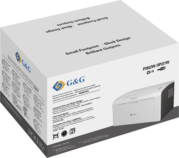 Produktbild G&G Laserdrucker P2022W weiss/anthrazit (Laser, Schwarz-Weiss)