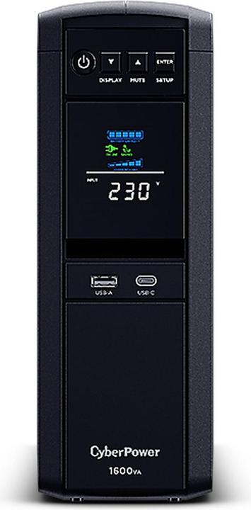 Actual product image Cyberpower USV, PFC-Serie, 1600VA/1000W, Line-Interactive, USB, reiner Sinus, Schutzkontaktdosen/IEC (1600 VA, 1000 W, Line-interactive UPS)