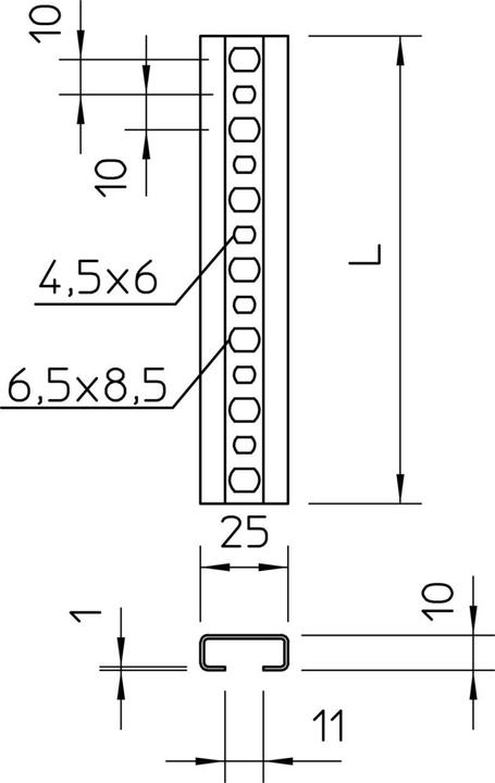 Actual product image OBO Bettermann Perforated profile rail, slot width 11mm 1108123 (200 cm)
