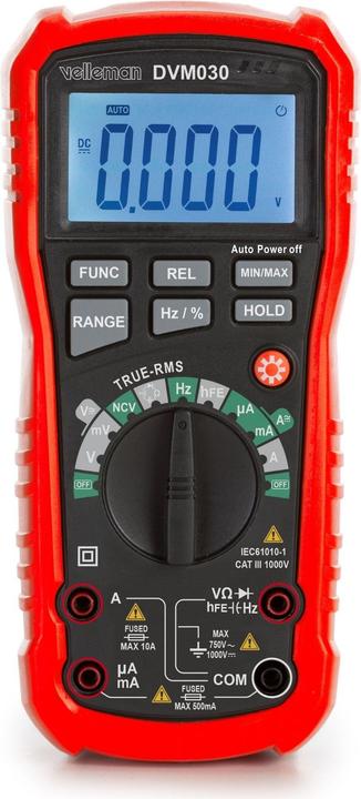 Productafbeelding Velleman Robuuste true RMS digitale multimeter met automatisch meetbereik - CAT III - 1000 V - 8 Fu (CAT III 1000V)