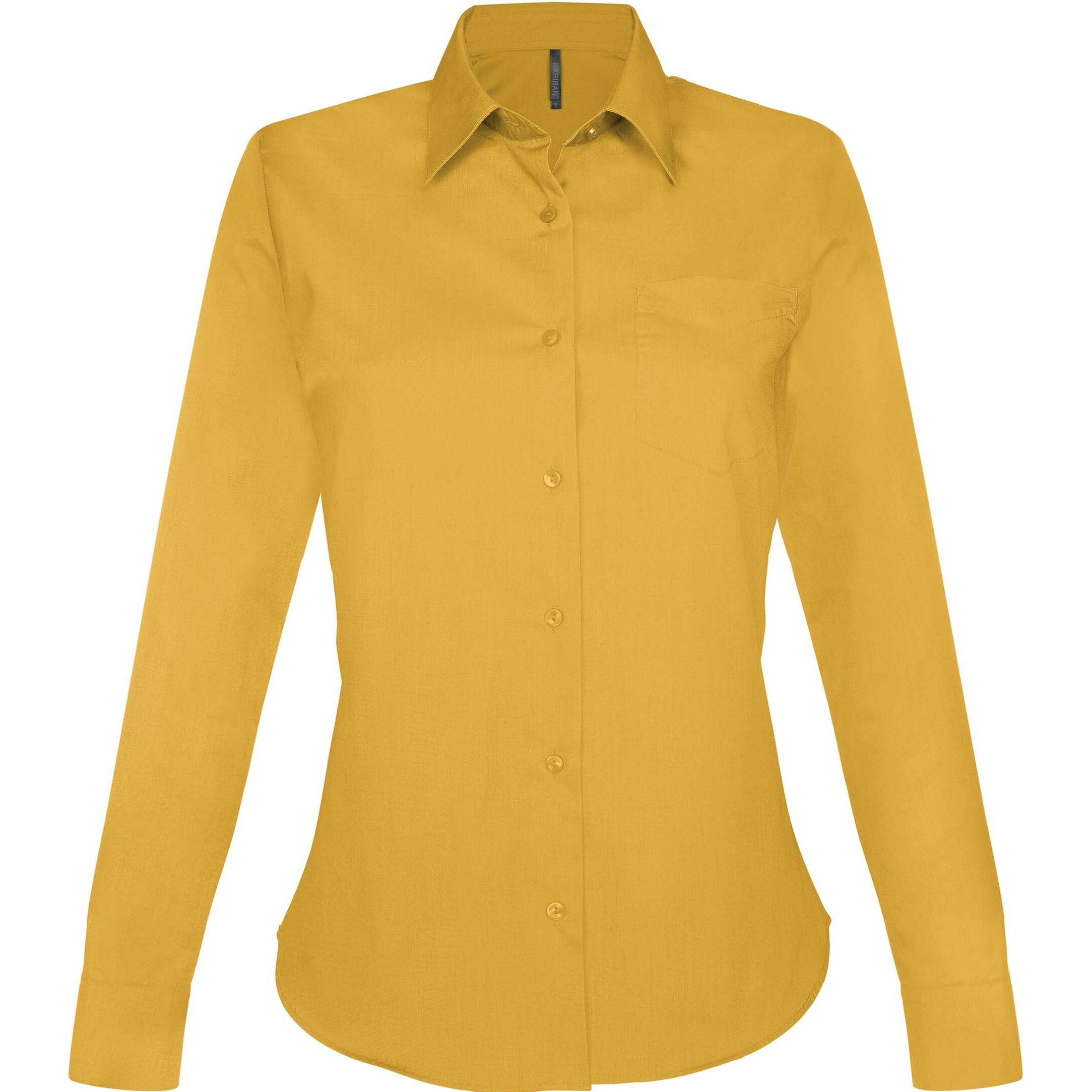 Thumbnail - Kariban, Damen, Hemd, Damenbluse mit langen Ärmeln Jesica, Braun, (3XL)