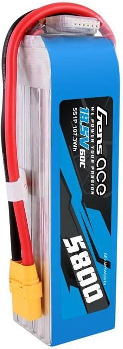 Image du produit Gens Ace 5800mAh 60C 18.5V 5S1P Pack de batteries Lipo avec connecteur XT90 (18.50 V, 5800 mAh)