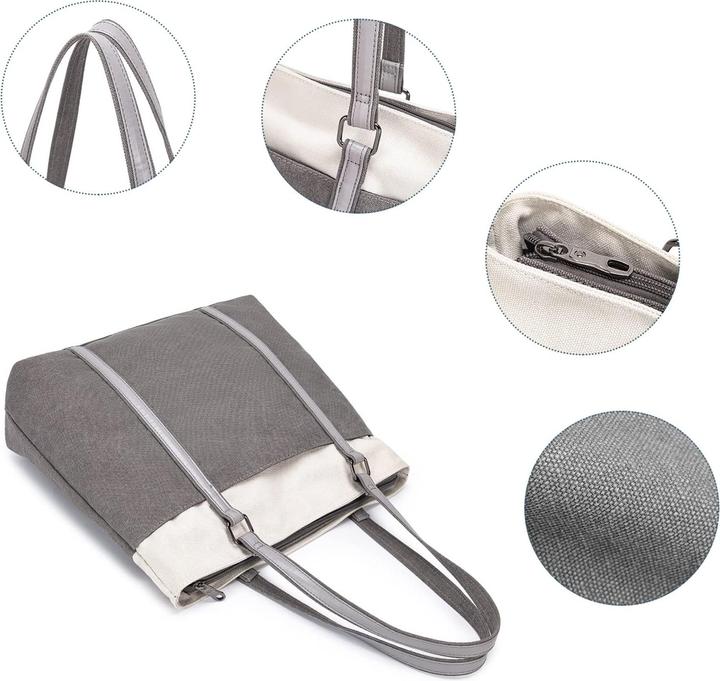 Produktbild Only-Bags.Store Handtasche Umhängetasche Canvas Casual Grosse Tasche Shopper Elegant für Büro Schule Arbeit