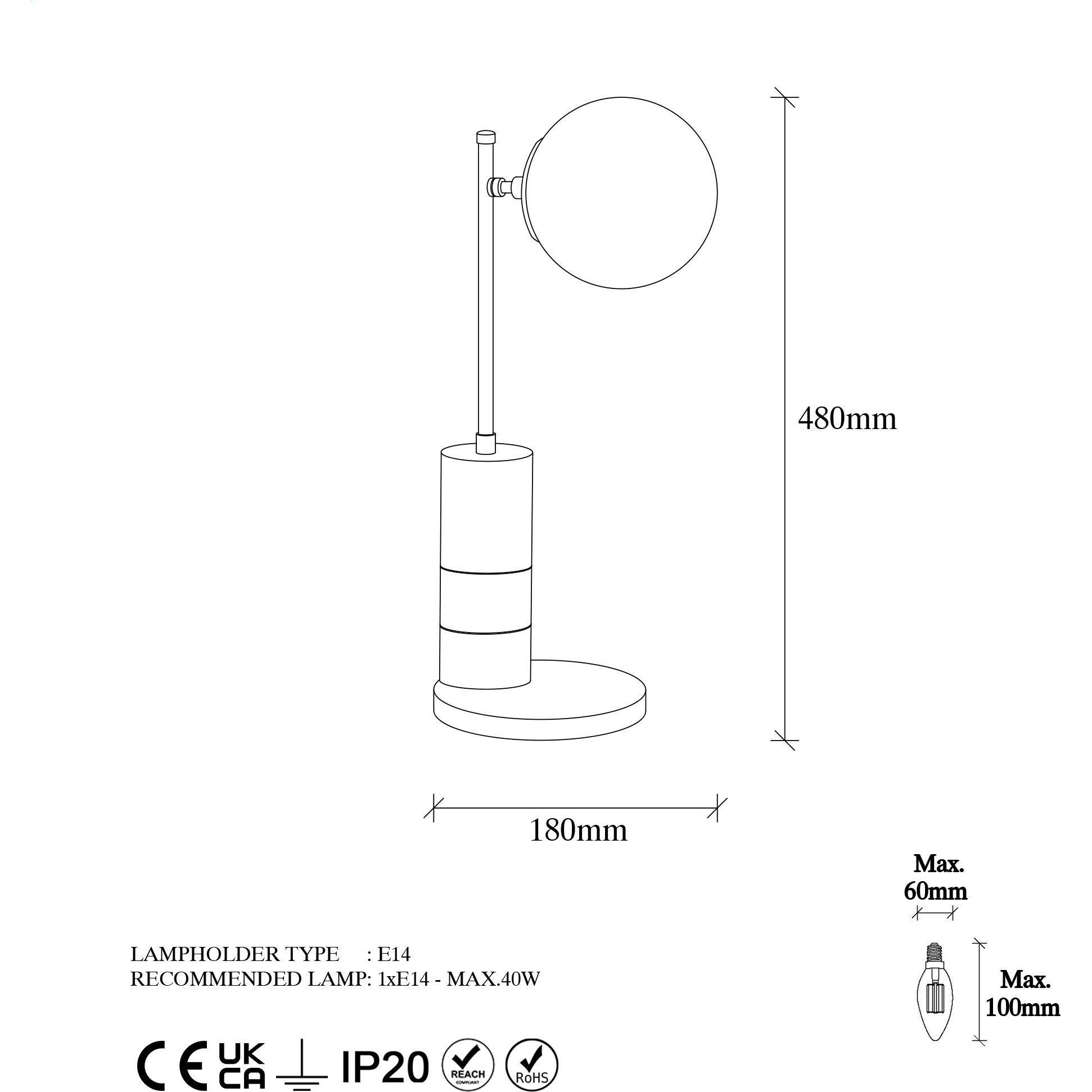 Thumbnail - Hanah Home, Tischlampe, Amara (E14)