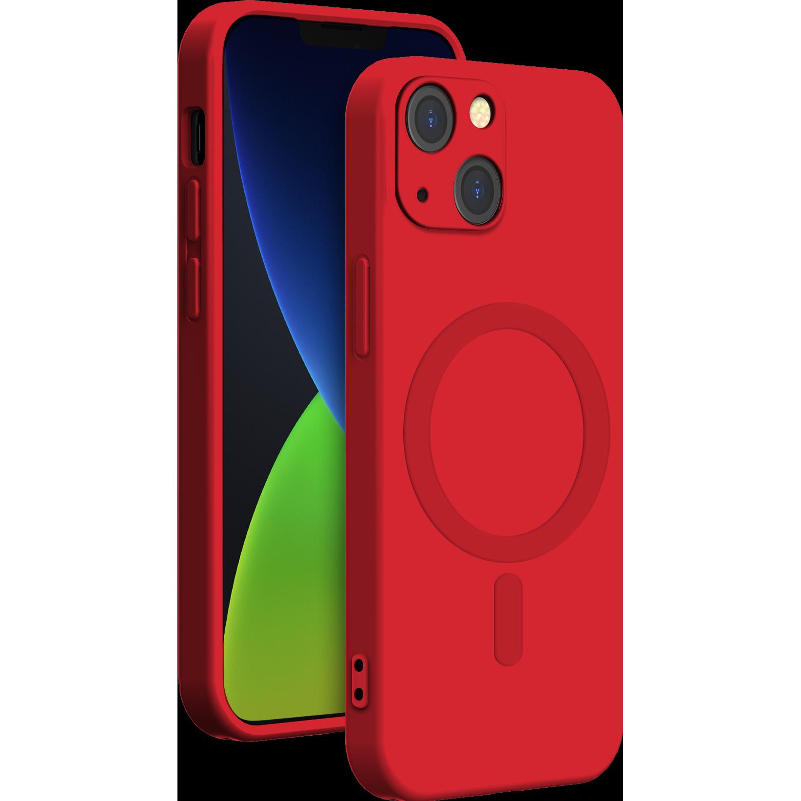 Bigben Silicone MagSafe (Apple iPhone 14 Plus), Smartphone Hülle, Rot
