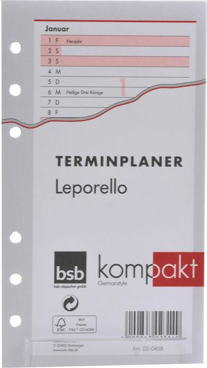 BSB-Obpacher Faltkalender A6 Jahresübersicht (A6)