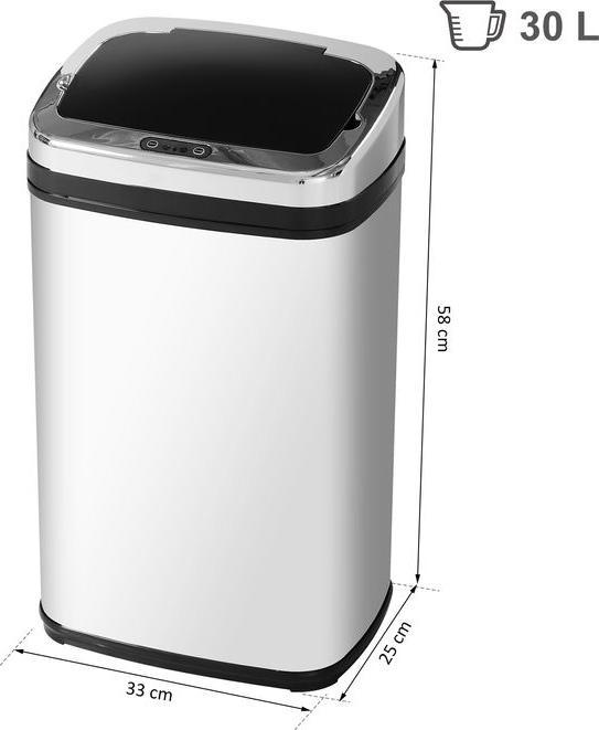 Actual product image Swisshandel24 Waste bin IR sensor waste bin with/without inner bin stainless steel round square (30L/square) (30 l)