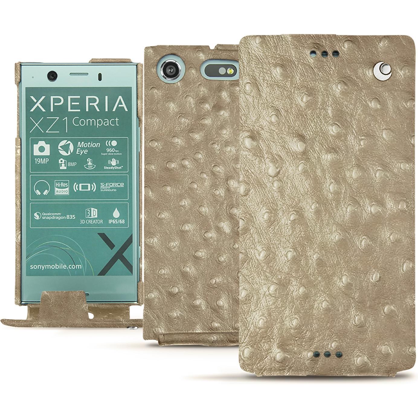 Thumbnail - Noreve Lederschutzhülle vertikal (Sony Xperia XZ1 Compact), Smartphone Hülle, Beige