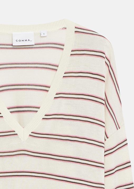 Produktbild Comma Gestreifter Feinstrickpullover aus Lyocell-Baumwoll-Mix mit Relaxed Fit (L)