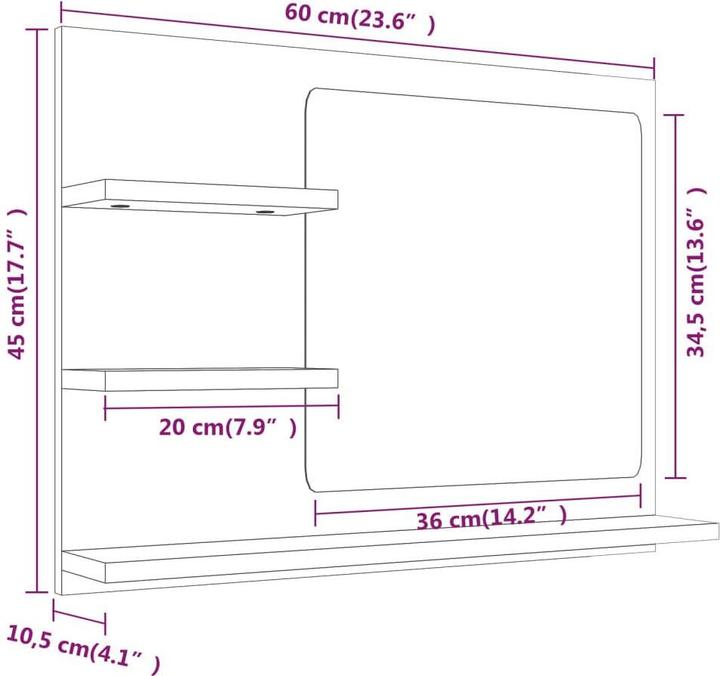 Produktbild VidaXL Imani (60 x 10.5 x 45 cm)
