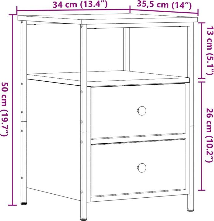 Immagine prodotto vidaXL Nachttisch (34 x 35.50 x 50 cm)