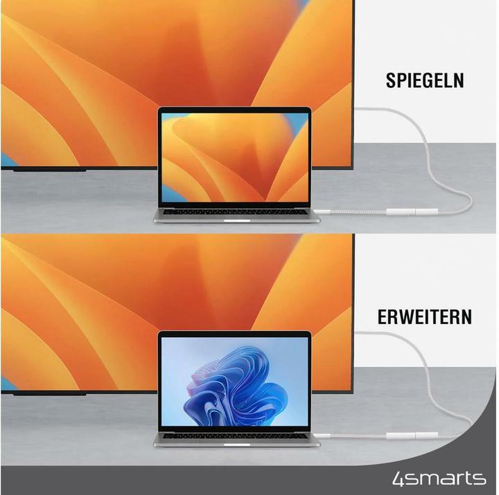 Produktbild 4smarts USB-C auf HDMI Kabel female 15cm weiss (USB Typ-C, 1.10 cm)