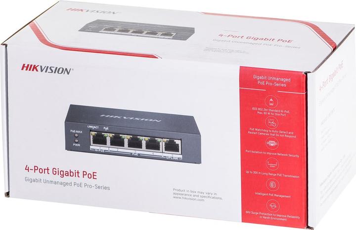 Produktbild Hikvision DS-3E0505HP-E Netzwerk-Switch Unmanaged Gigabit Ethernet (10/100/1000) Power over Ethernet (PoE) (5 Ports)