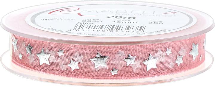 Immagine prodotto Mabella Organzaband mit silbernen Sternen für romantische Weihnachtsdeko (1x)