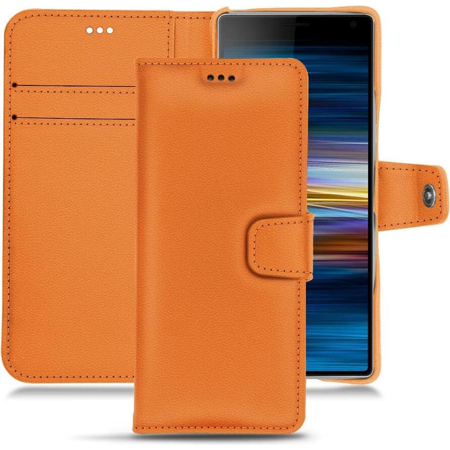 Noreve Lederschutzhülle Wallet (Sony Xperia 10 Plus), Smartphone Hülle, Orange