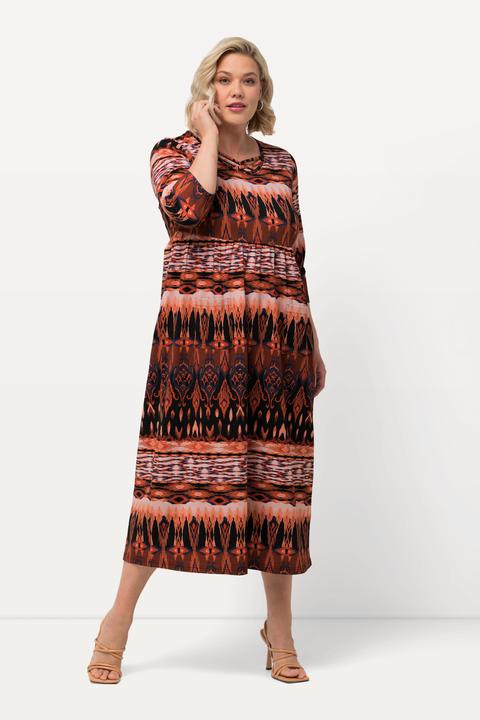 Produktbild Ulla Popken Jerseykleid, A-Linie, Zierbänder, Rundhals, 3/4-Arm (54)