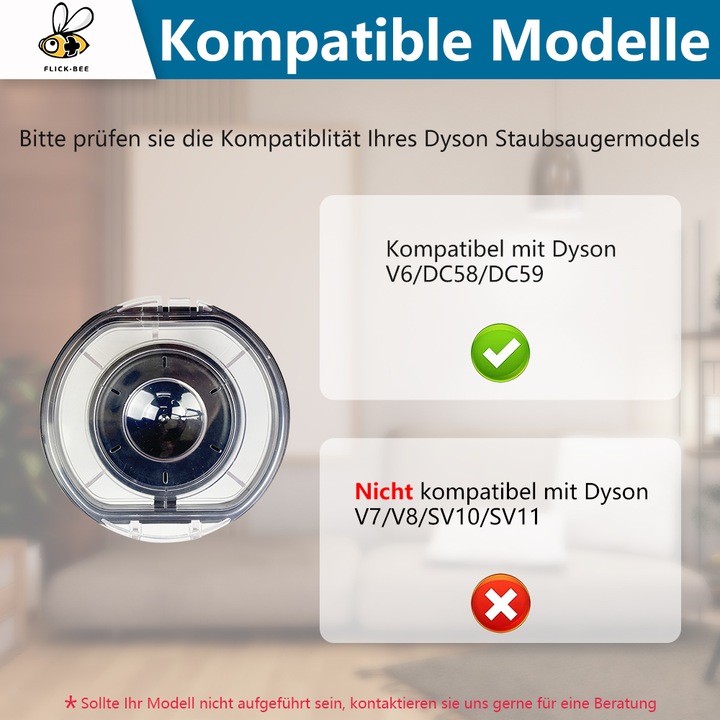 Produktbild Flickbee Dyson V6/DC58/DC59 bottom flap dust container