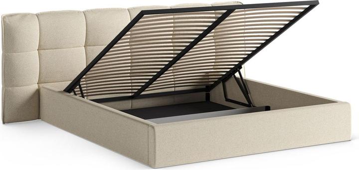 Actual product image Micadoni Storage Bed With Headboard, "Eric", Light Beige Melange, 225x250x104 Made in Europe (160 x 200 cm)