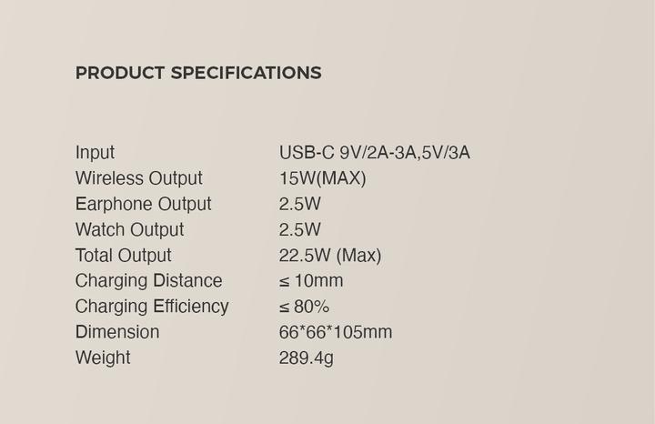 Valeurs nutritives et ingrédients Vinnic TRIVOR 2 3-en-1 Voyage (22.50 W)