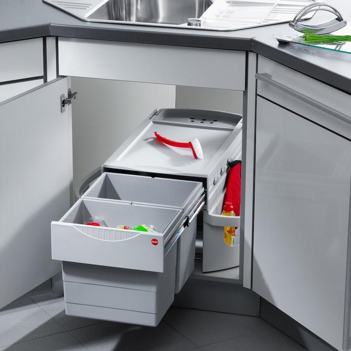 Image du produit Hailo Collecteur de déchets Rondo 3645121 Collecteur de déchets d'angle 2x pour armoire basse d'angle (36 l)