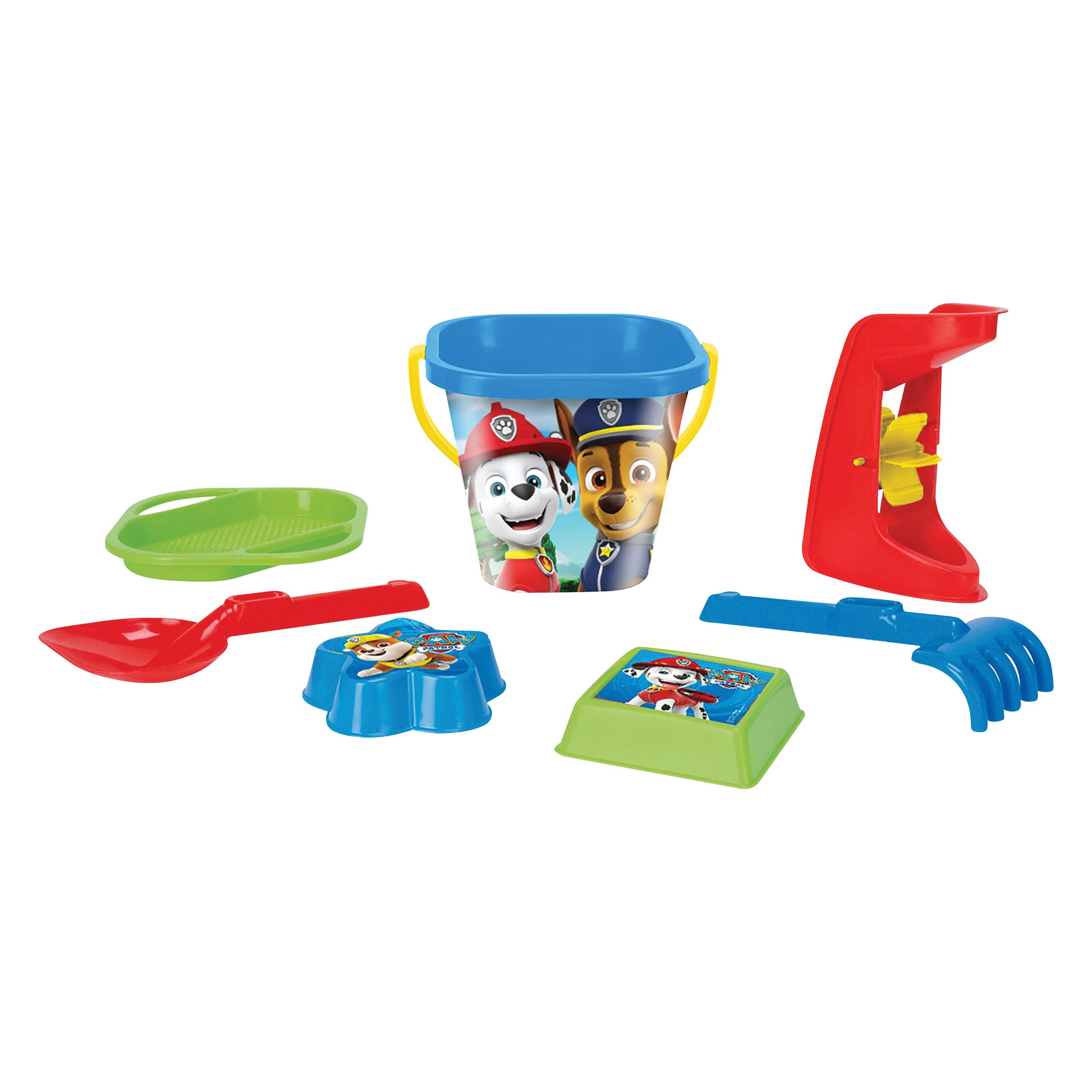 Magni 81142 - Paw Patrol Emmerset Met Emmer, Zeef, Zandmolen, Schep, Hark En 2 Zandvormen