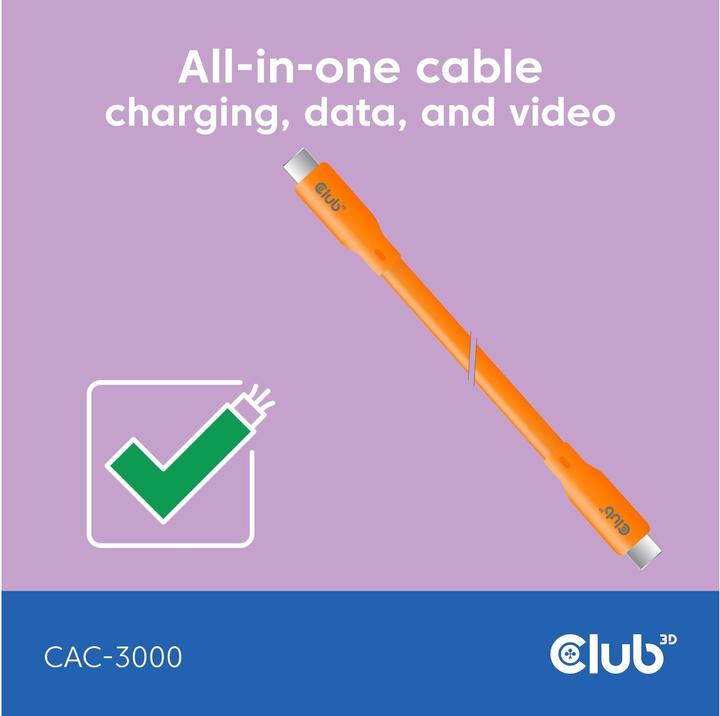 Actual product image Club 3D USB C — USB C (2 m, USB 4.0, 240 W)