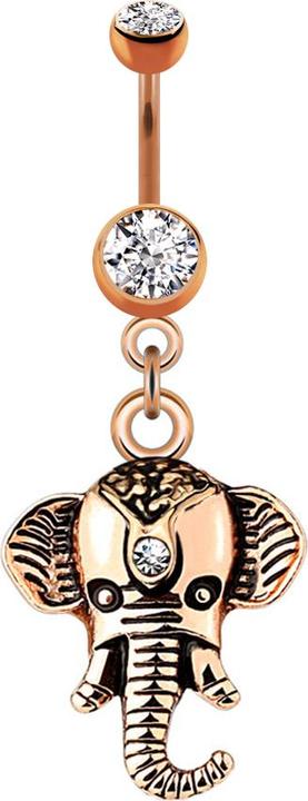 Produktbild Star Piercing Banane rosegold mit Anhänger Elefant (Messing, Chirurgenstahl 316L)