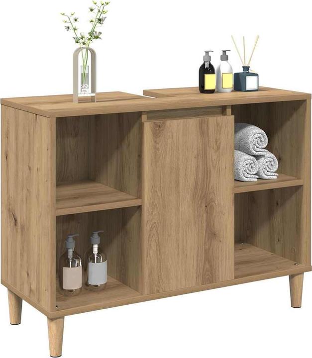 Produktbild vidaXL Waschbeckenunterschrank Unterschrank Badschrank Badmöbel Artisan-Eiche (80 x 33 x 60 cm)