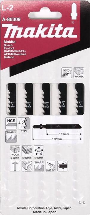 Image du produit Makita Lame de scie sauteuse L-2 A-86309 5 S