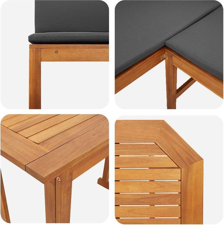 Produktbild vidaXL 2-teiliges Garten-Esszimmer-Set mit Kissen aus massivem Akazienholz