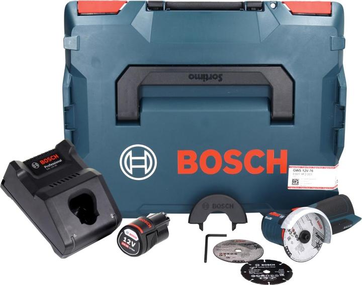 Image du produit Bosch Professional Bosch GWS 12V-76 Professional Meuleuse angulaire sans fil avec boîtier L-Boxx + 1x Batterie GBA 3,0 (76 mm)