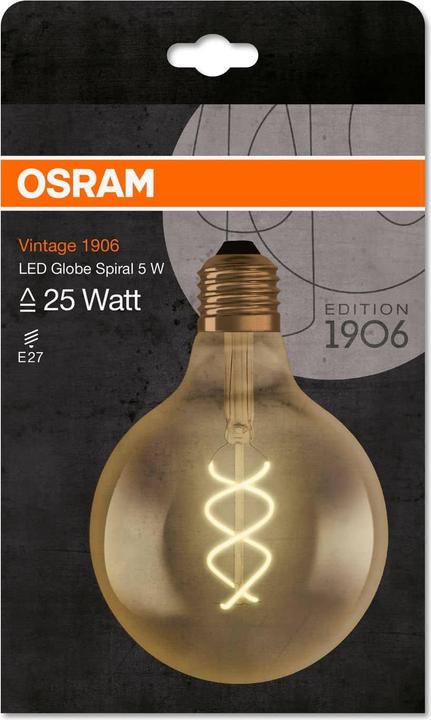 Produktbild Osram Vintage 1906 Led Classic Globe (E27, 5 W, 250 lm, 1 x, G)
