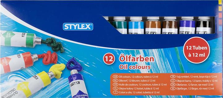 Stylex Olieverf 12ml 12 tubes (Wit, Oranje, Geel, Groen, Blauw, Zwart, Rood, Bruin, 12 ml)