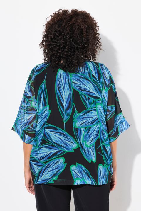 Immagine prodotto Ulla Popken Mantellina di chiffon dal taglio oversize con scollo a V e maniche a 3/4 (54)