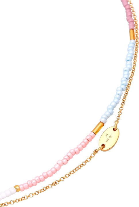 Immagine prodotto Elli Girocollo, strato, multicolore, piastrina (Argento 925 placcato oro, Nessuna pietra, Vetro, Plastico, 36 cm)