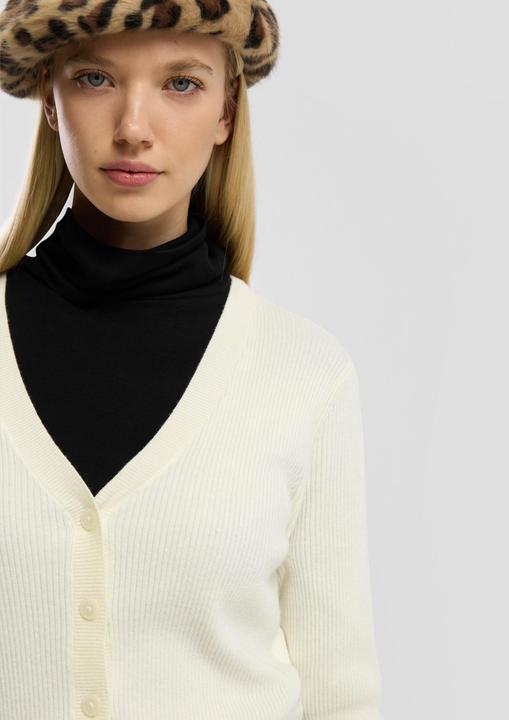 Produktbild s.Oliver Strickjacke Verkürzte Strickjacke mit Rippstruktur (M)