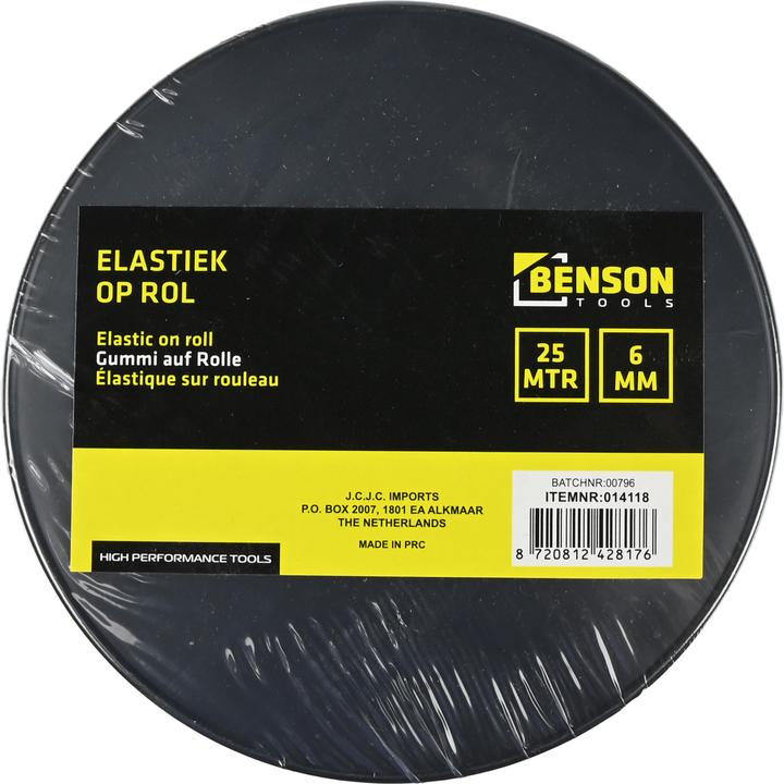 Produktbild Benson Gummiband auf Rolle 6 mm 25 m schwarz (25 m)