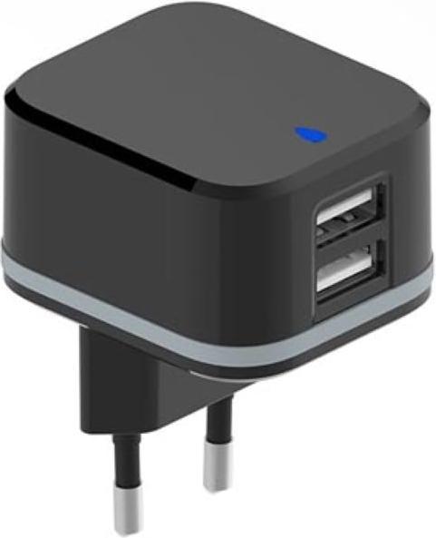 Actual product image Velleman COMPACT CHARGER WITH DUAL USB OUTPUT 5 V - 4.8 A max. - 24 W max. - black (24 W)