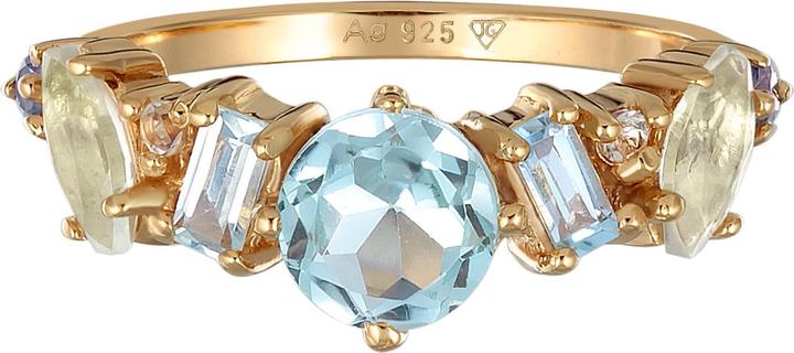 Immagine prodotto Elli Anello PREMIUM Topazio Pietra di Luna Ametista Classico Argento 925 Placcato Oro (54, 925 Argento)